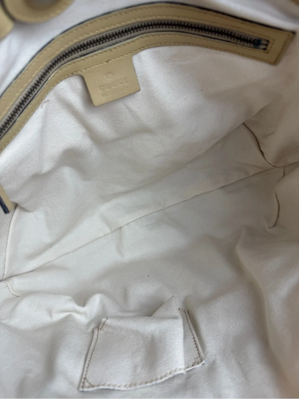 Gucci Beige GG Canvas Shoulder Bag with Leather Trim - Picture 9 of 16